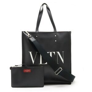 ❣️VALENTINO Garavani VLTN Rockstud Black Leather Shopping Tote w/ Pouch